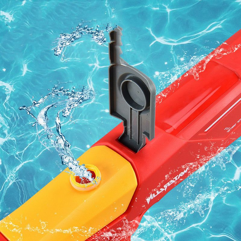 Power splash blaster with automatic continuous shooting and rechargeable design for outdoor summer water battles depiction of easy water filling