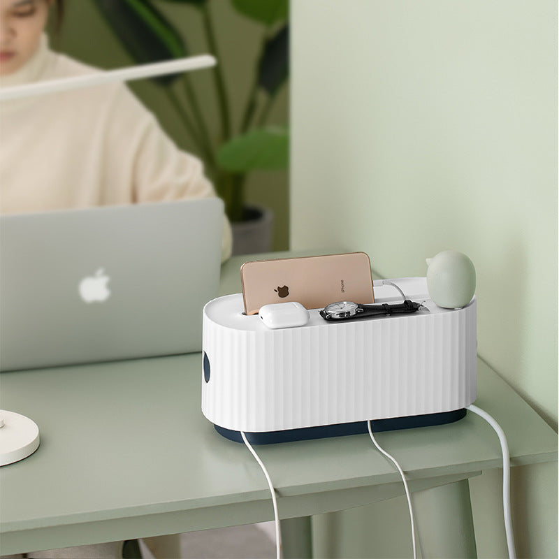 Power strip cable storage box with hidden wire management design for cleaner desk and home organization alternate product shot