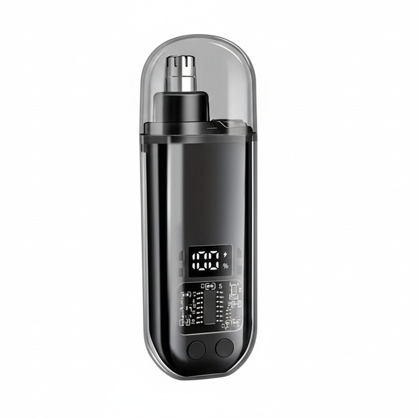 Precision grooming trimmer in black color for nose ear and eyebrow trimming with cordless rechargeable design (Color: Black)