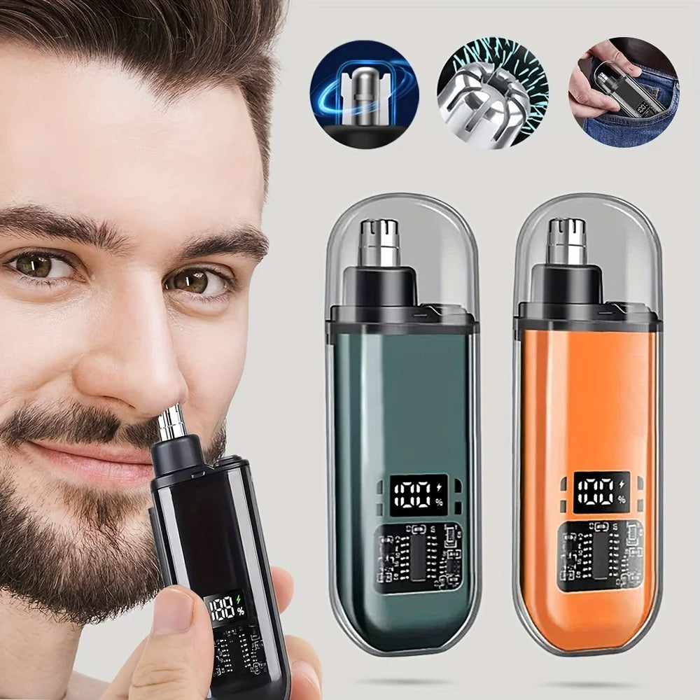 Precision grooming trimmer for nose ear and eyebrow trimming with cordless rechargeable design model shot