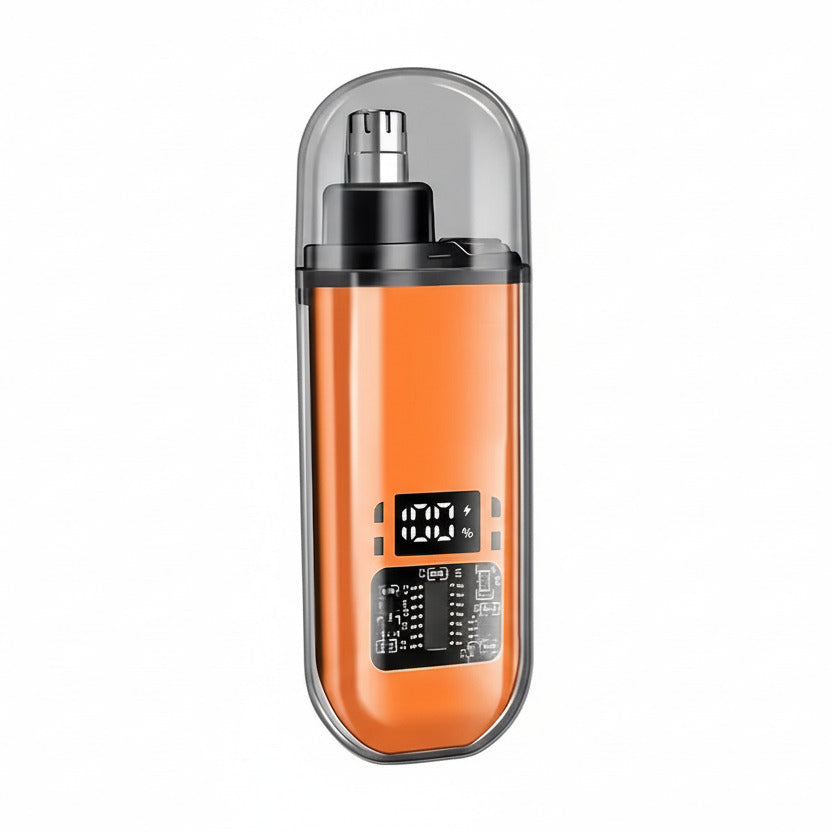 Precision grooming trimmer in orange color for nose ear and eyebrow trimming with cordless rechargeable design (Color: Orange)