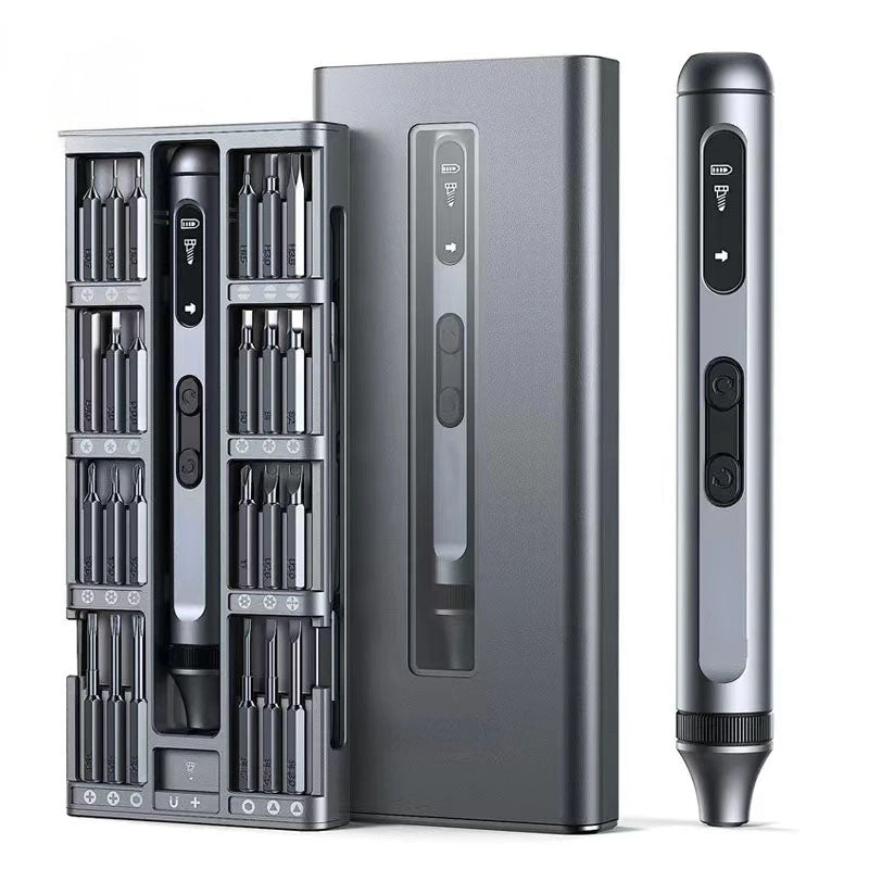 Rechargeable precision screwdriver set with 48 bits led light and compact design for electronics repair