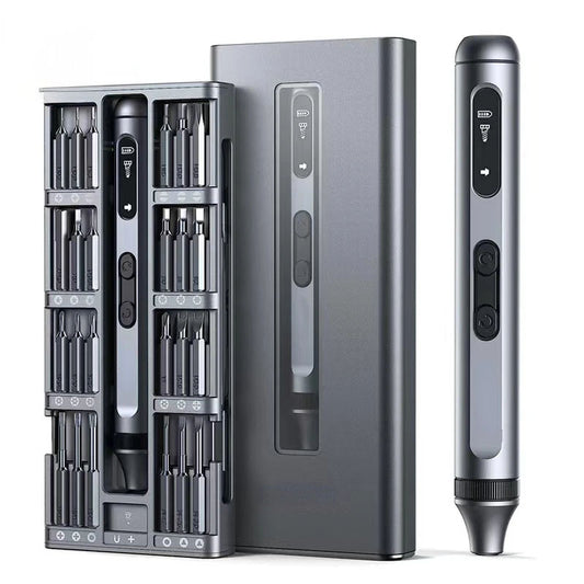 Rechargeable precision screwdriver set with 48 bits led light and compact design for electronics repair