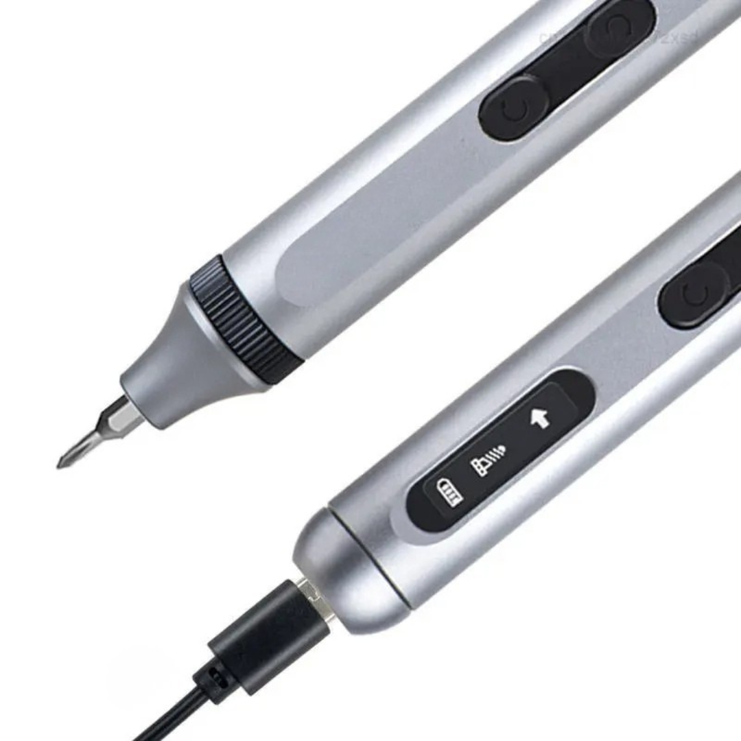 Rechargeable precision screwdriver set with 48 bits led light and compact design for electronics repair depiction of rechargeable battery feature