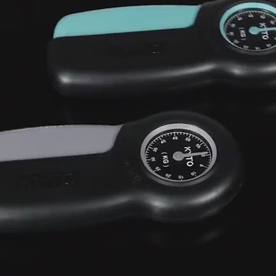 Hand grip strength dynamometer with analog pointer gauge used to measure grip force and hand strength video