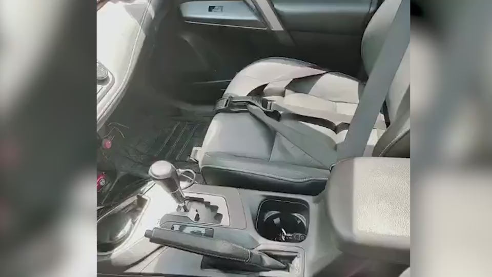Adjustable car seat belt comforter for pregnancy designed to help position the seat belt comfortably away from the belly while driving depiction of use video