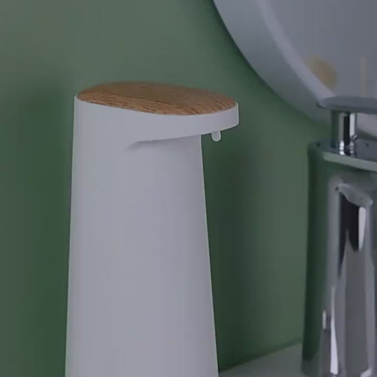 Automatic foam soap dispenser with touch free infrared sensing and rechargeable waterproof design video