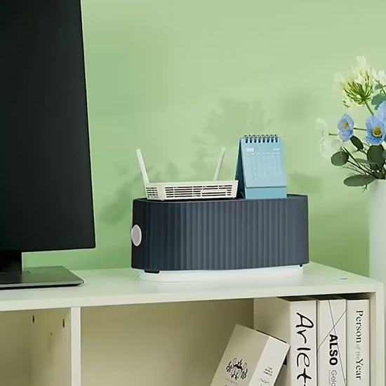 Power strip cable storage box with hidden wire management design for cleaner desk and home organization video