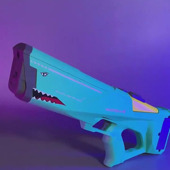 Power splash blaster with automatic continuous shooting and rechargeable design for outdoor summer water battles video