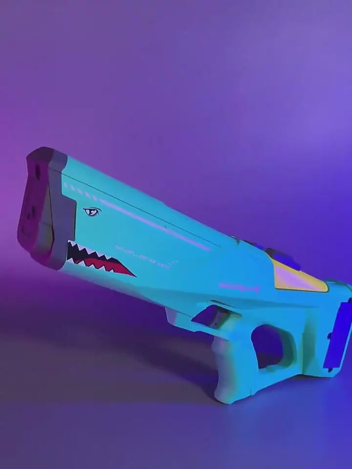 Power splash blaster with automatic continuous shooting and rechargeable design for outdoor summer water battles video