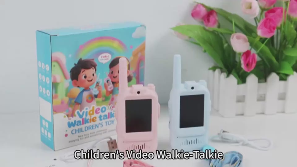 Kids video walkie talkies 2 pack with handheld design interactive communication and rechargeable battery video