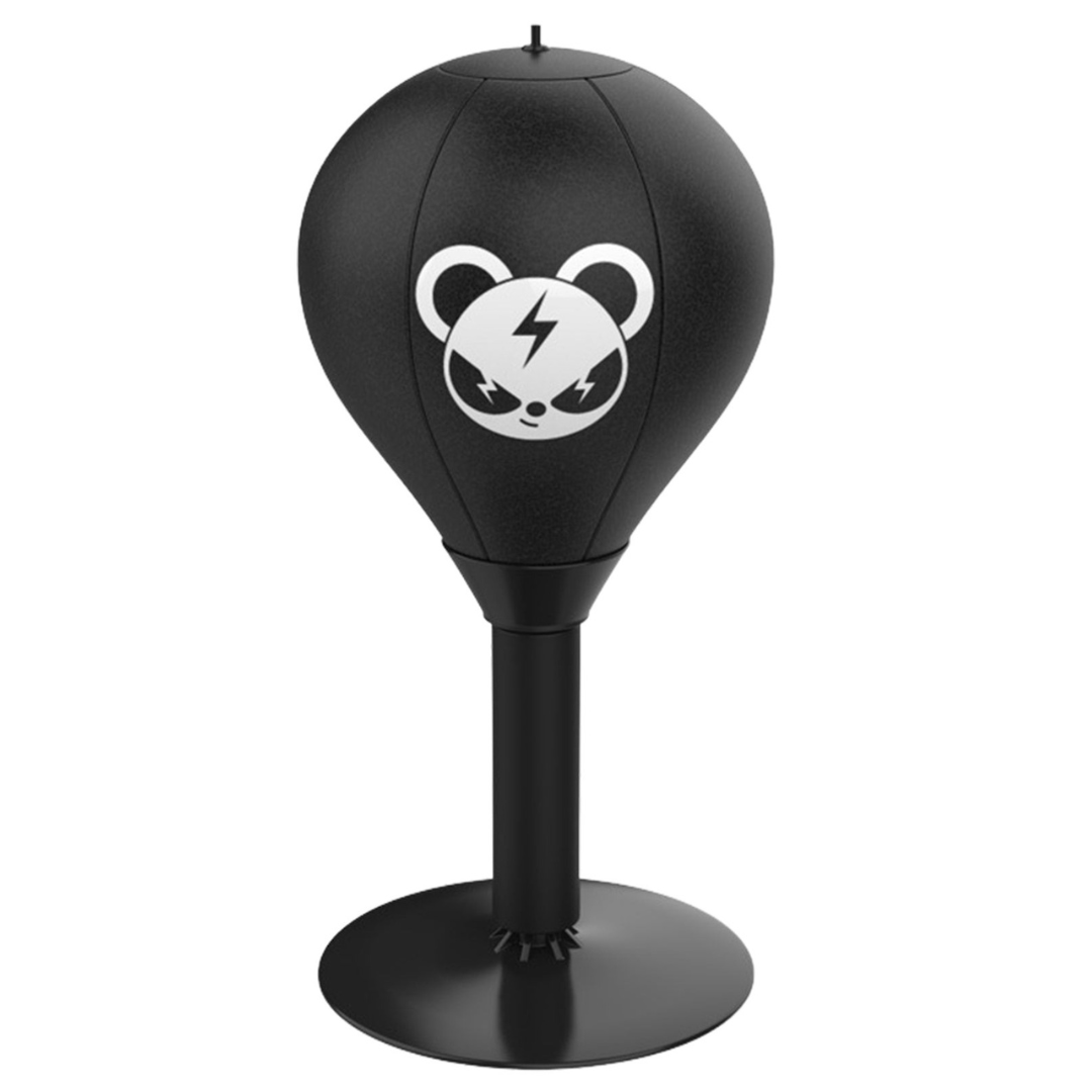Desktop punching bag with panda design with suction base for stress relief featuring a soft impact surface and durable spring for repeated use (Design: Panda)