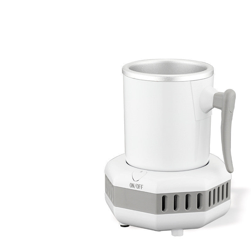 Quick cooling cup in white color with semiconductor refrigeration and premium aluminum design for chilling beverages (Color: White)