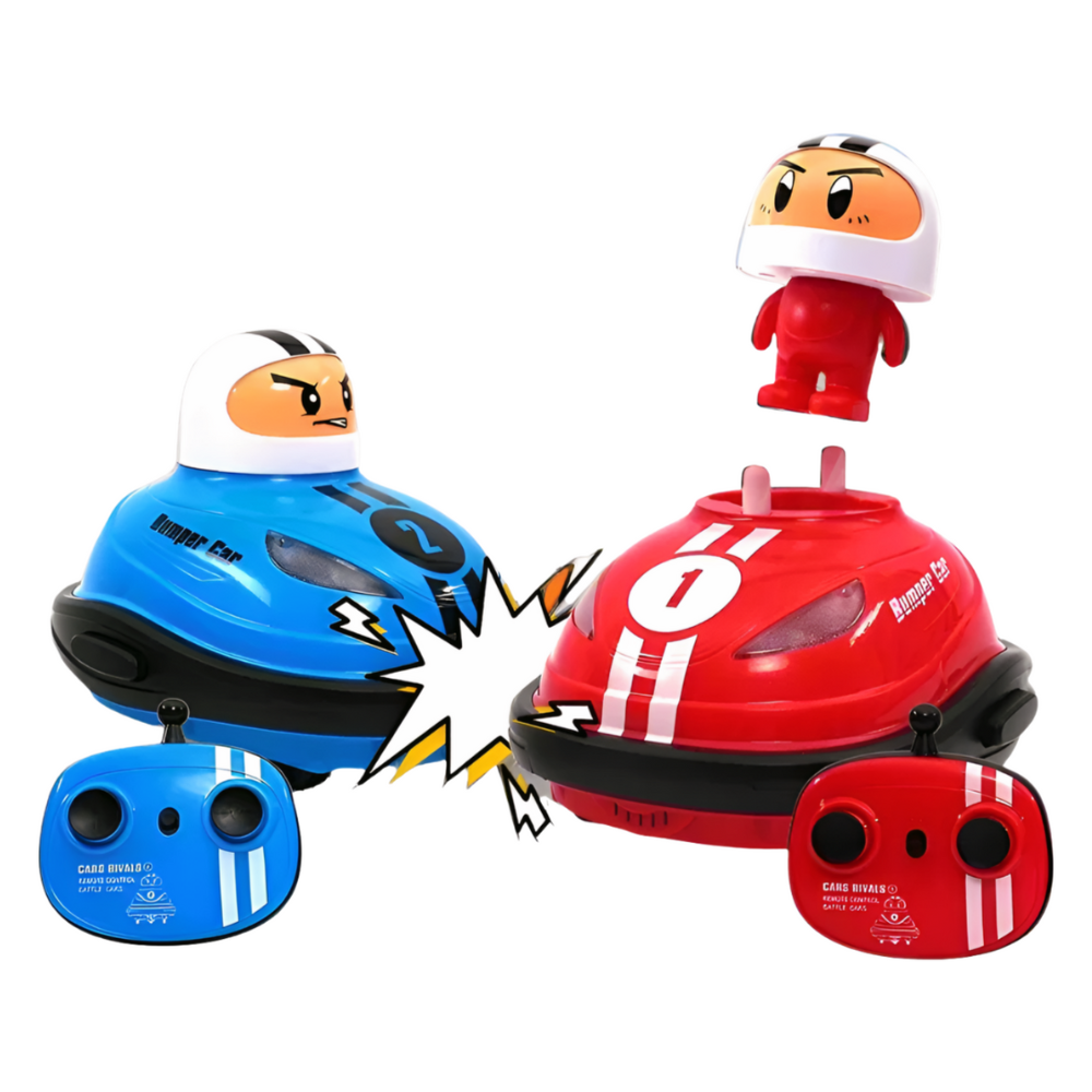 RC battle bumper cars set with remote control pop up drivers and led lights for kids