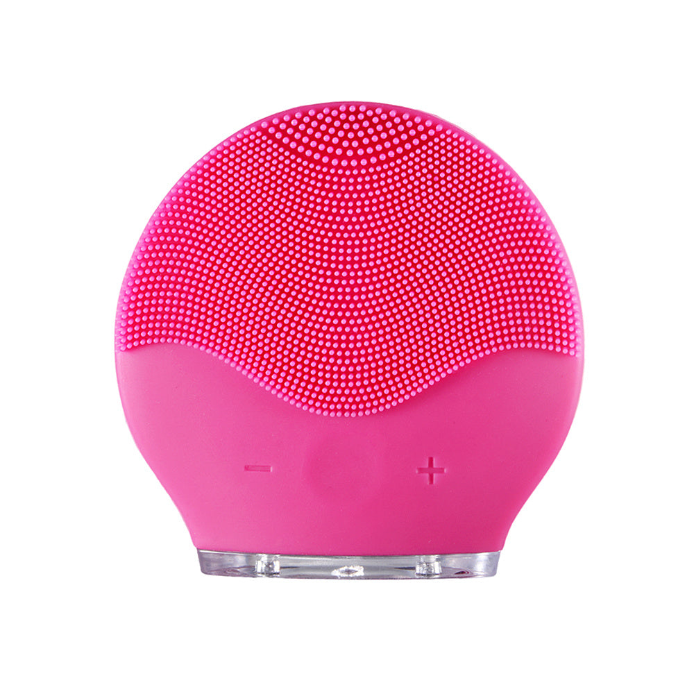 Rechargeable silicone face cleanser device in red color for deep facial cleansing and gentle skin massage (Color: Red)
