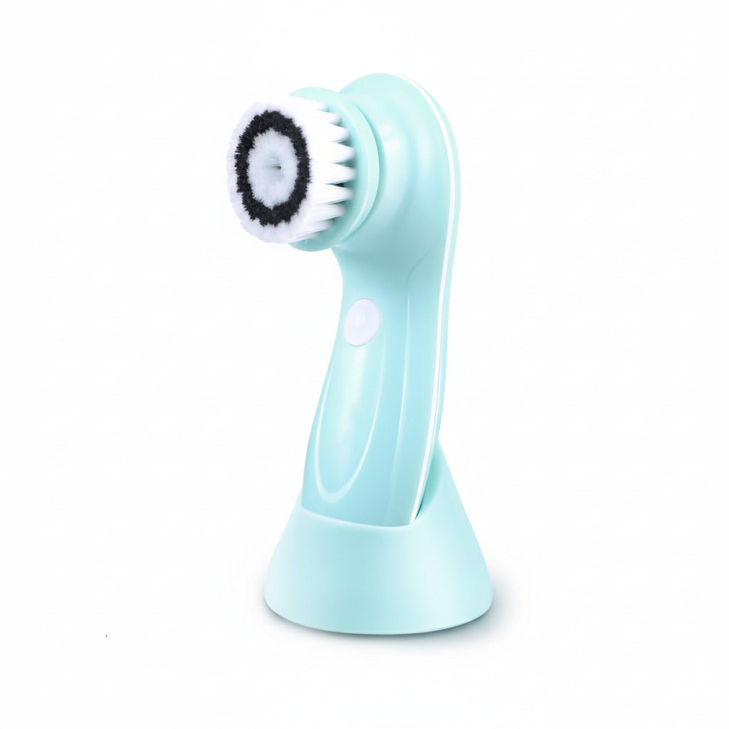 Rechargeable waterproof facial cleansing brush designed to gently cleanse the skin and enhance daily skincare routines in blue color (Color: Blue)