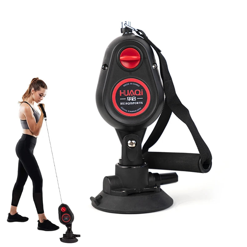 Resistance pull down rope trainer with suction base for home workouts product shot