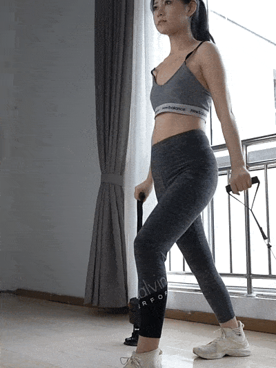 Resistance pull down rope trainer with suction base for home workouts depiction of pull raise gif