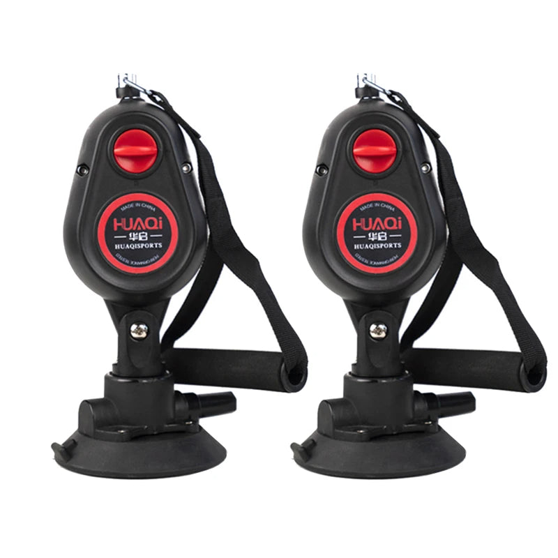 Resistance pull down rope trainer in red color and in 2 pieces with suction base for home workouts (Color: Red) (Quantity: 2 Pieces)