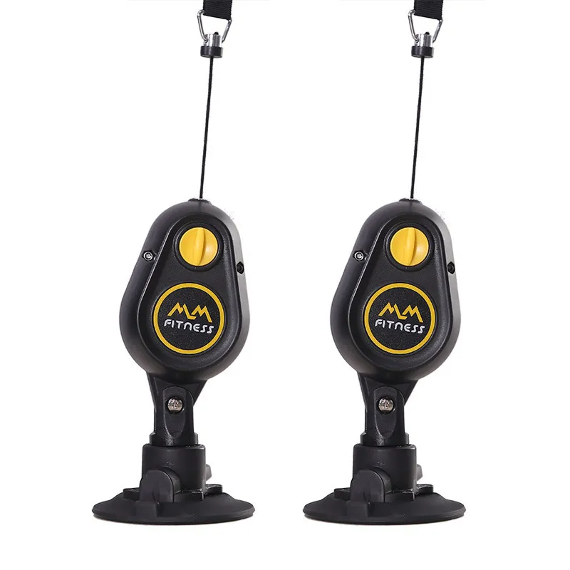 Resistance pull down rope trainer in yellow color and in 2 pieces with suction base for home workouts (Color: Yellow) (Quantity: 2 Pieces)