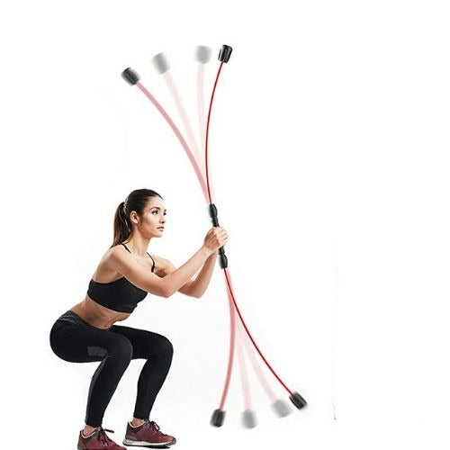 Resistance training bar for strength workouts stretching rehabilitation and fitness exercises female model shot