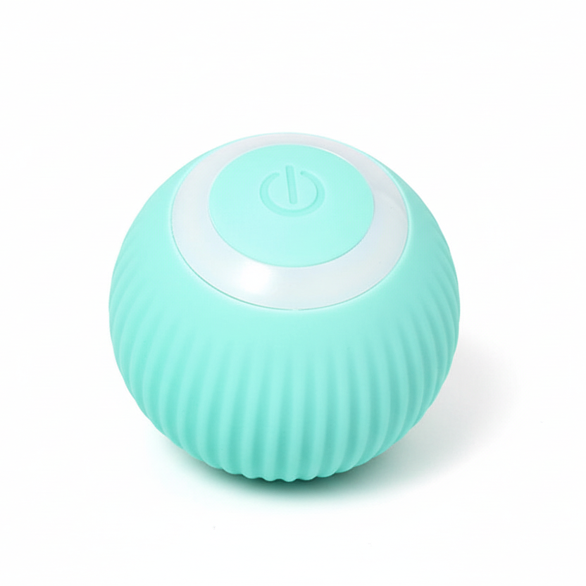 Rolling ball cat toy in blue color with self moving motion for interactive play and active cats (Color: Blue)
