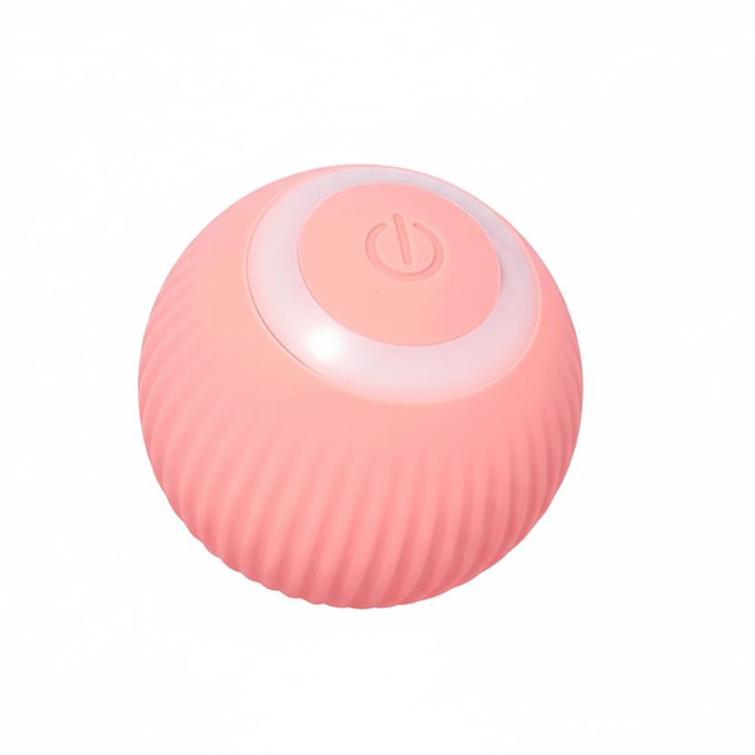 Rolling ball cat toy in pink color with self moving motion for interactive play and active cats (Color: Pink)