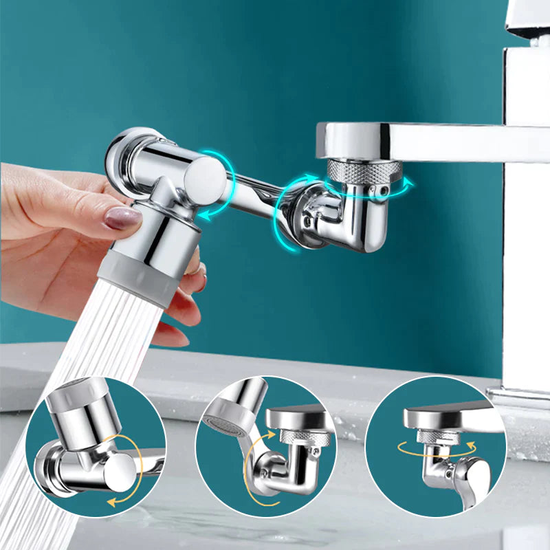 1080 degree rotating faucet extender with dual spray modes for flexible sink washing depiction of rotation