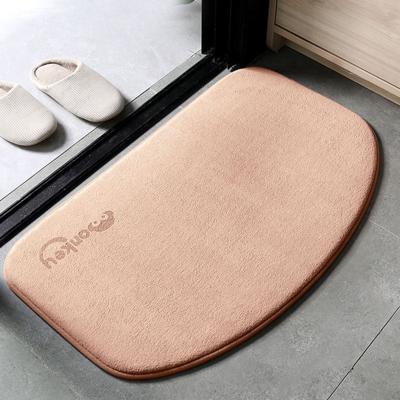 Semi-circular half-moon absorbent bathroom floor mat in beige color with monkey design (Color: Beige) (Style: Monkey)