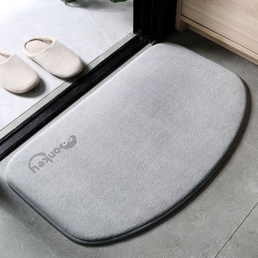 Semi-circular half-moon absorbent bathroom floor mat in gray color with monkey design (Color: Gray) (Style: Monkey) 