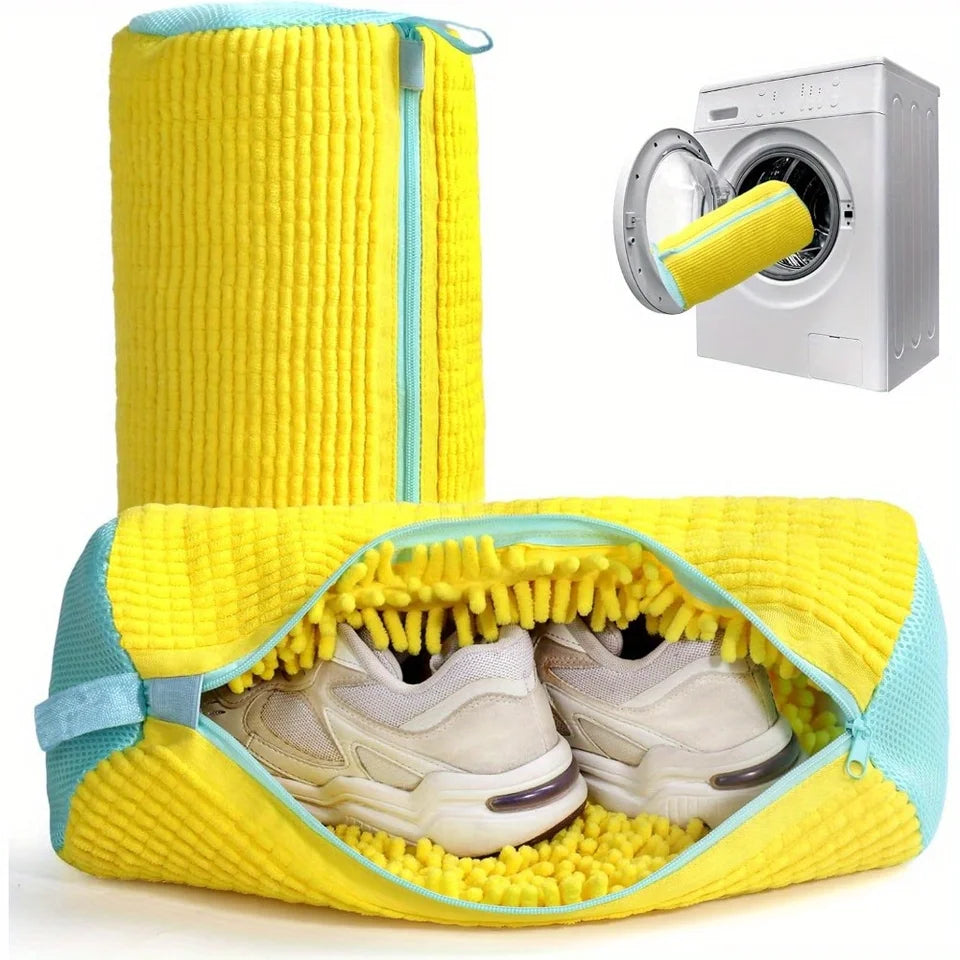 Shoe washing bag 2 pack for washing machine with microfiber interior for sneaker cleaning