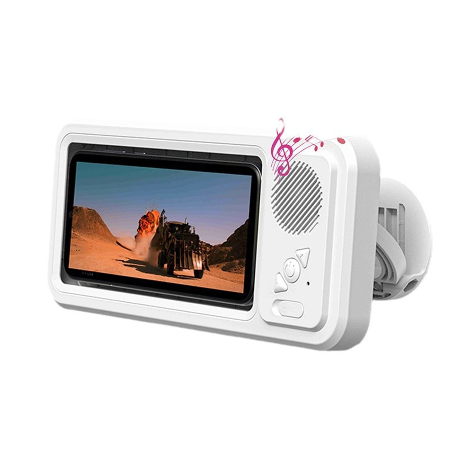 Waterproof shower phone holder with bluetooth speaker and rotating mount