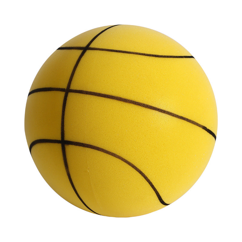 Silent basketball foam ball in yellow color for indoor play quiet bounce no noise (Color: Yellow)