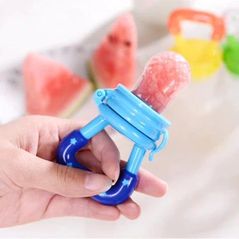 Silicone baby fruit feeder 3 pack for safe feeding and teething with food grade material depiction of use