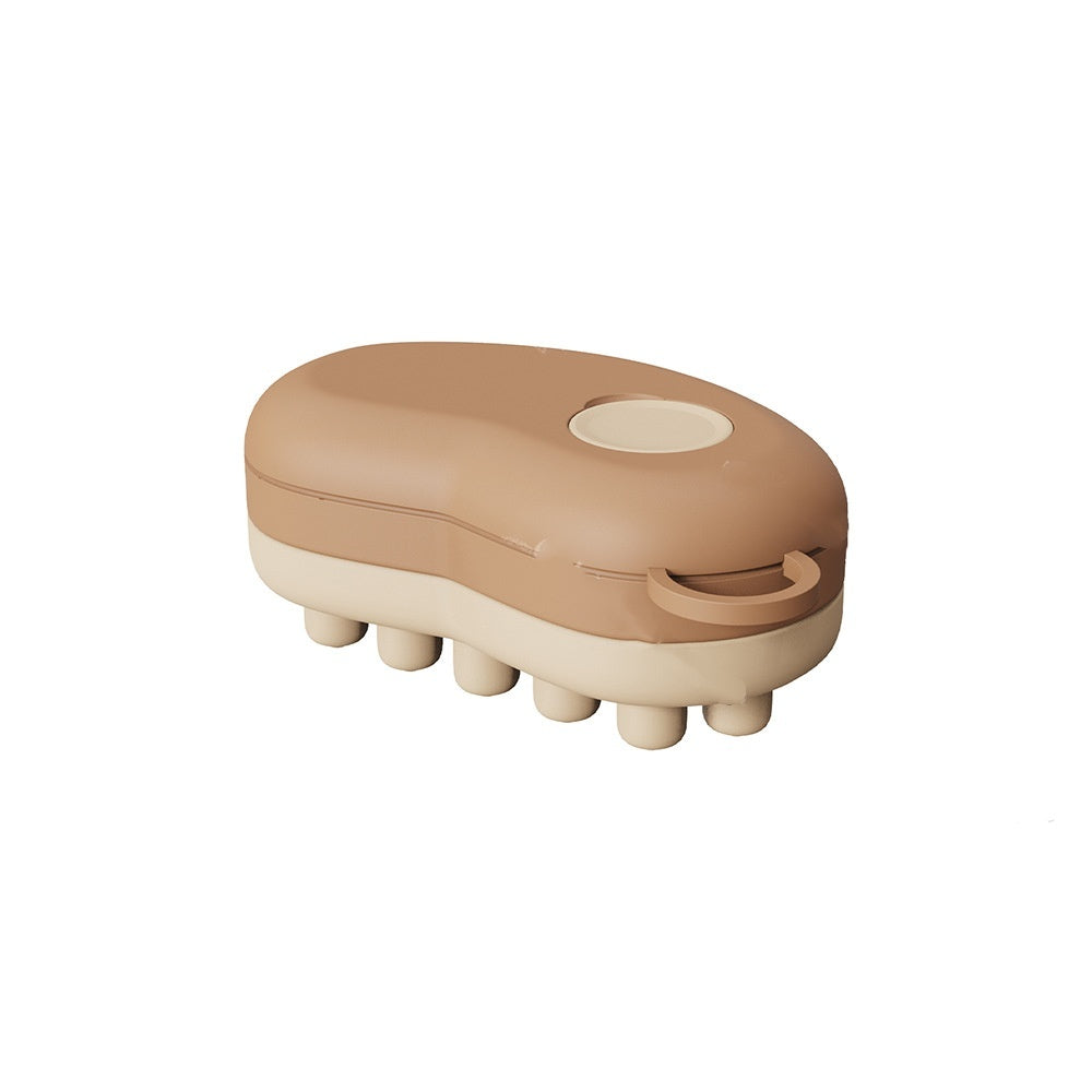 Silicone scalp massage brush in khaki color with ice therapy feature for shampooing and scalp stimulation (Color: Khaki)