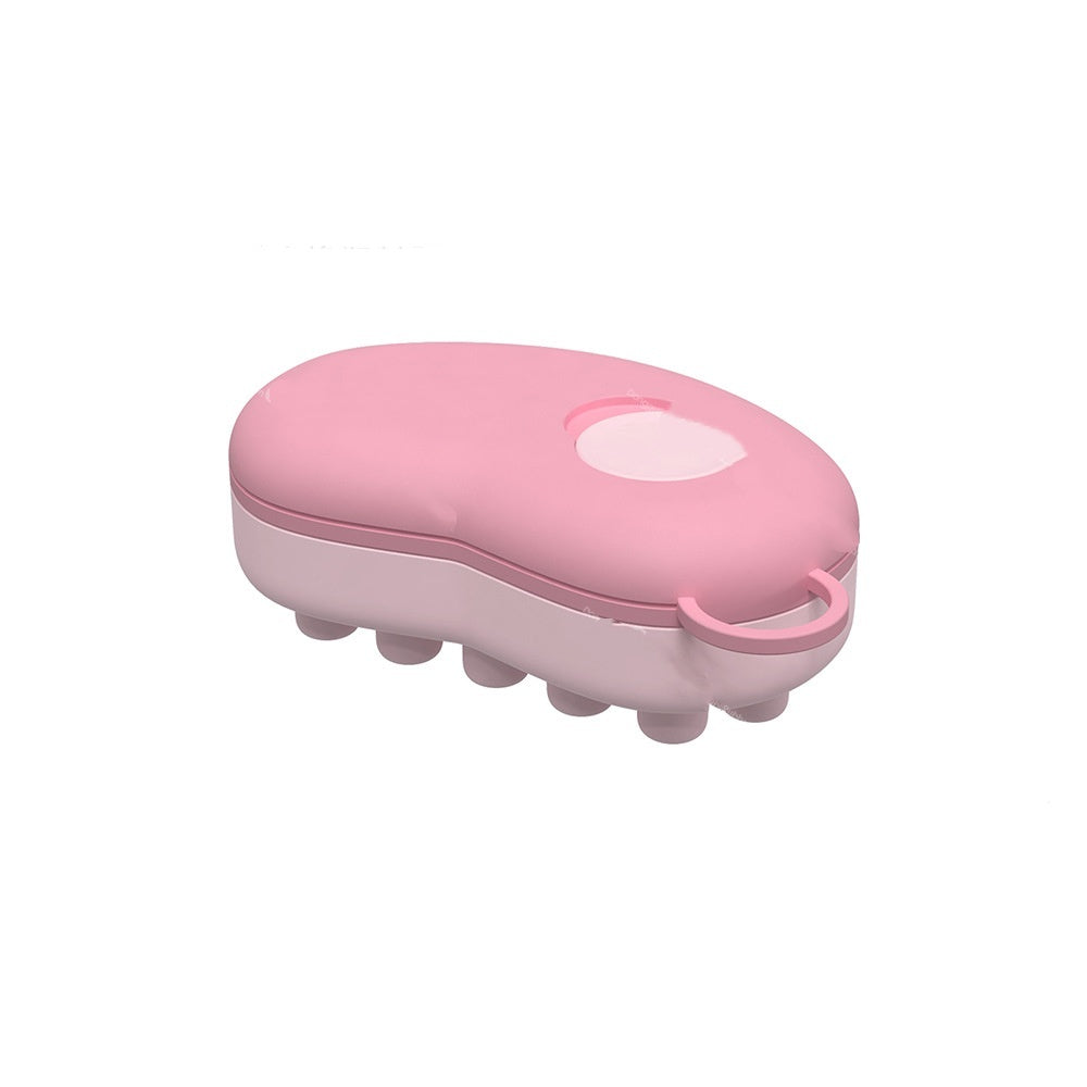 Silicone scalp massage brush in pink color with ice therapy feature for shampooing and scalp stimulation (Color: Pink)