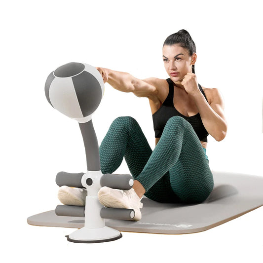 Sit up and boxing reflex trainer with suction base for core workouts and reaction training