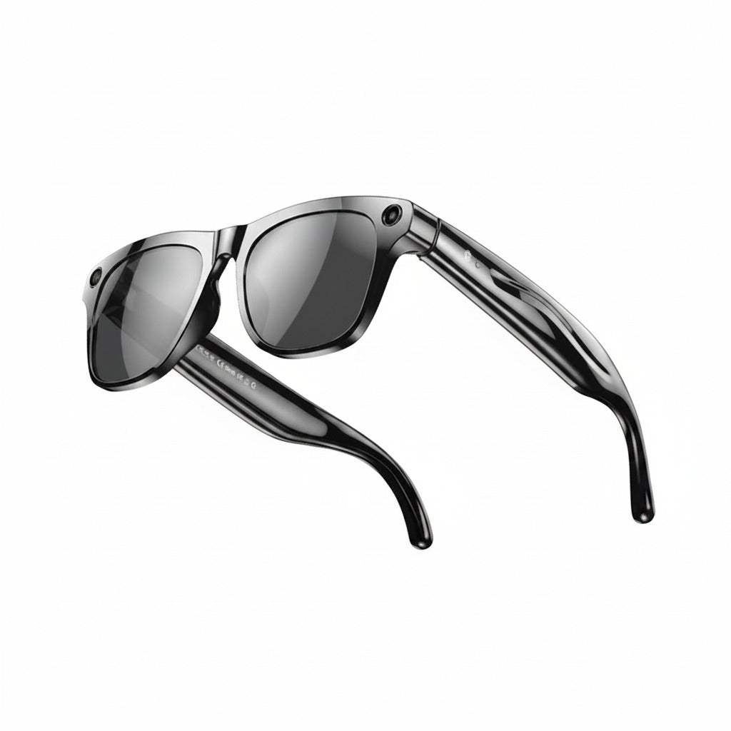 AI smart glasses in black color with bluetooth calling translation camera voice assistant and hd display (Color: Black)