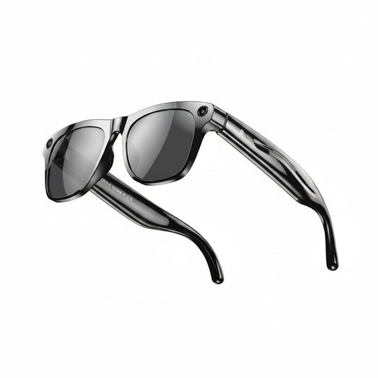 AI smart glasses in black color with bluetooth calling translation camera voice assistant and hd display (Color: Black)