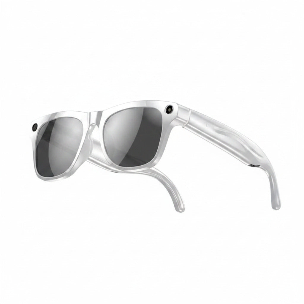 AI smart glasses in white color with bluetooth calling translation camera voice assistant and hd display (Color: White)