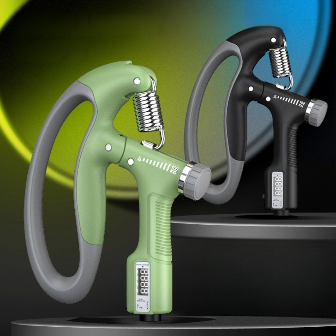 Smart counting hand grip strengthener with adjustable resistance and digital repetition tracking for grip training duo