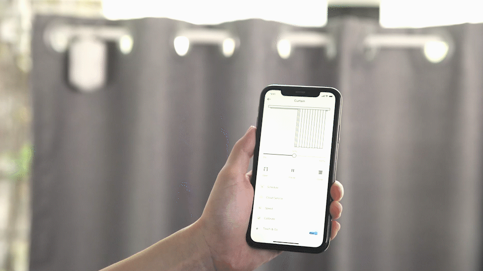 Smart curtain opener with automatic control light sensor and scheduling functionality for home automation gif
