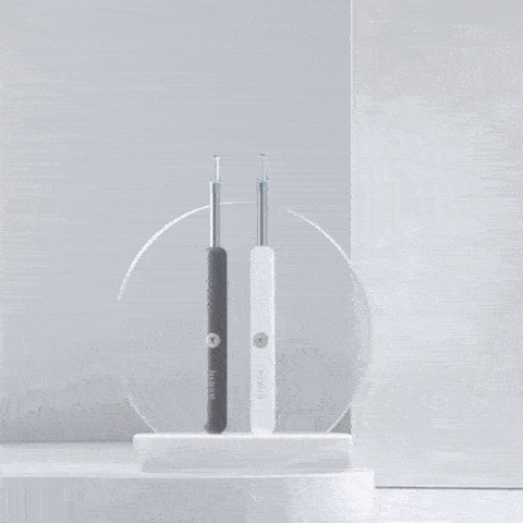 Smart ear wax remover with hd camera led lights and app connected ear cleaning support gif