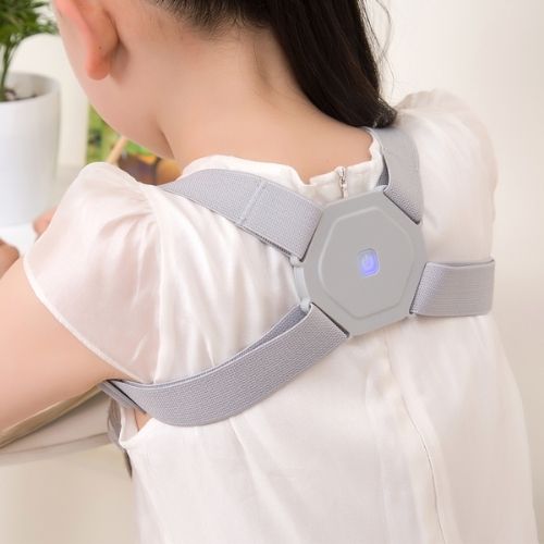 Smart posture corrector with vibration reminders adjustable straps and breathable ergonomic support model shot