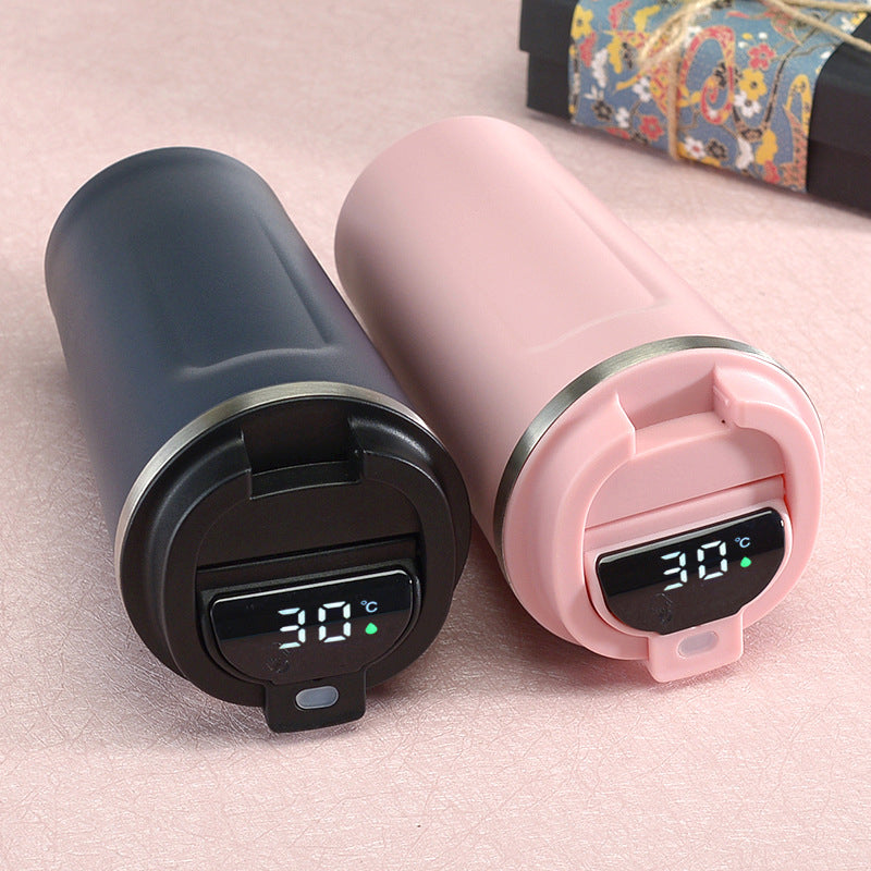 Smart temperature display thermos coffee cup with led screen insulated for hot and cold drinks duo