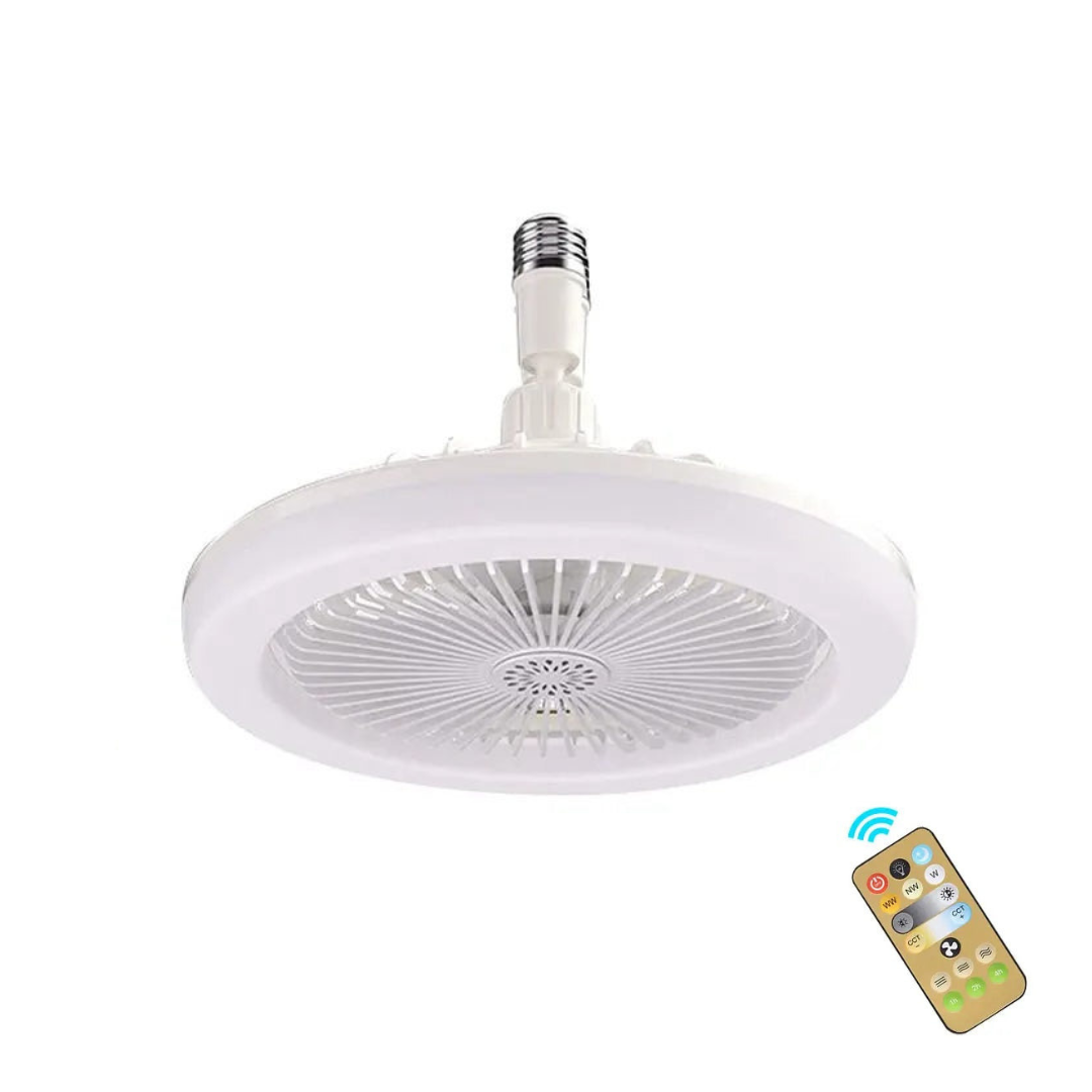 Socket fan light with remote control adjustable brightness and airflow for E26 socket product shot