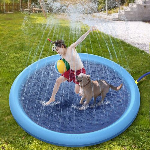 Splash sprinkler pad for kids and pets with refreshing backyard water play design