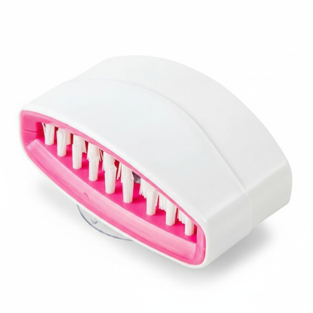 Suction cup kitchen cleaning brush in pink color for washing knives, forks, chopsticks, fruits, and vegetables (Color: Pink)