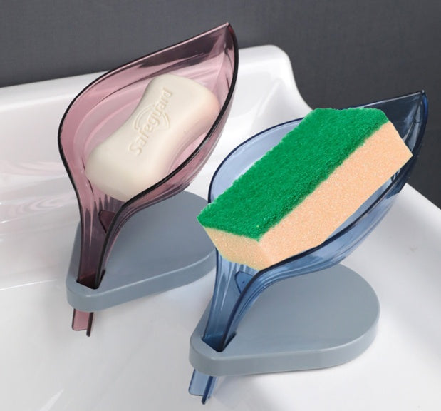 Suction cup sink soap and sponge holder with drain design for organizing kitchen cleaning tools duo