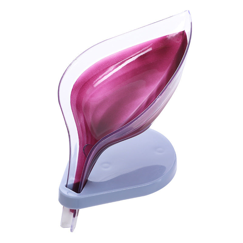 Suction cup sink soap and sponge holder in purple color with drain design for organizing kitchen cleaning tools (Color: Purple)